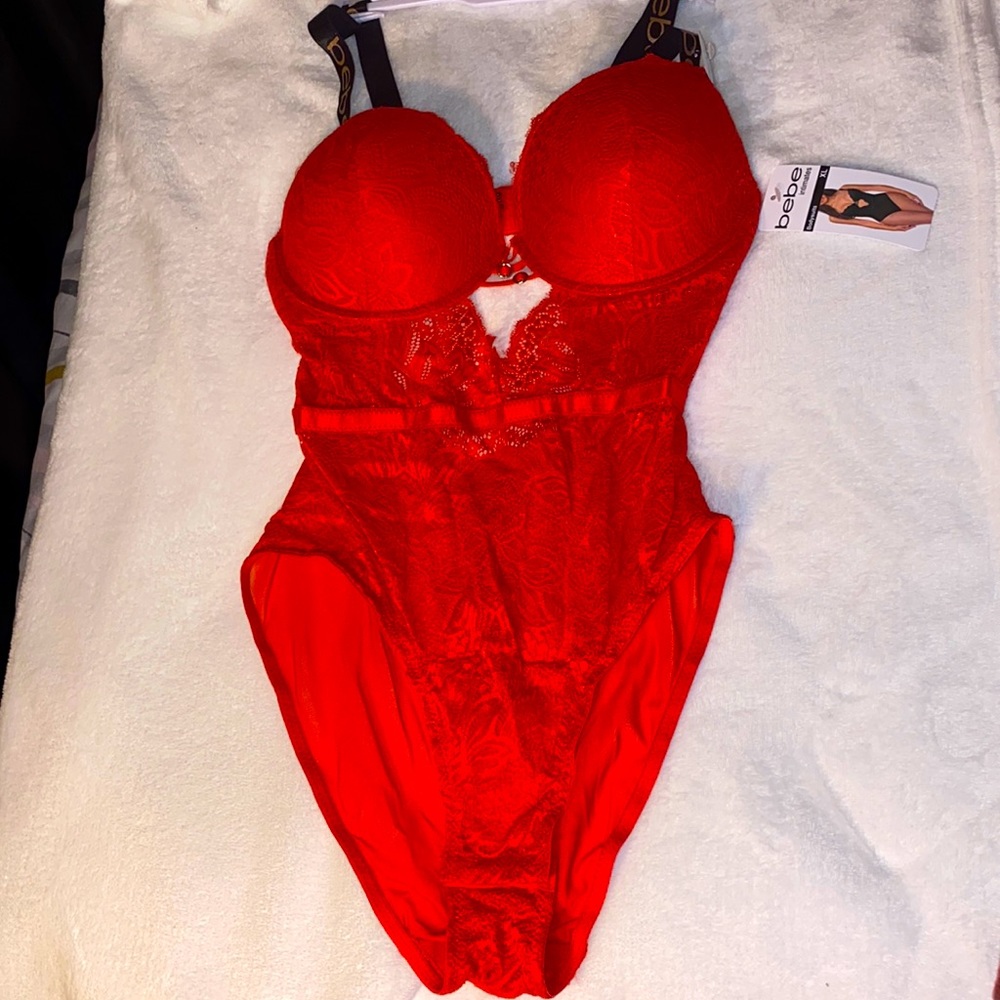 *^*BEBE*^* Lingerie💋 Red Lace Bodysuit